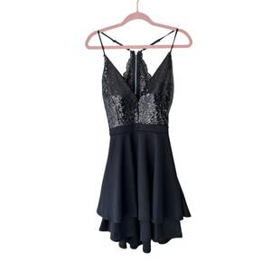 Honey and‎ Rosie Juniors Sequin Lace Dress Black Size Large HOCO Dance Formal